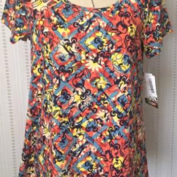 LulaRoe Disney Mickey Mouse‎ Class Tee Womens Small Geometric Print Stretch - Picture 2 of 7
